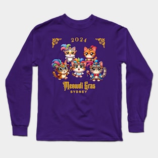 Cats carnival in Sydney Meowdi Gras 2024 Long Sleeve T-Shirt